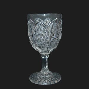 VINTAGE EAPG HOBSTAR PRESSED CORDIAL CLEAR GLASS 4" TALL